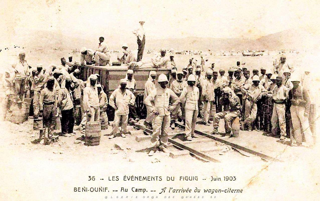Beni- Ounif - arrivee du Wagon- Citerne 1903.jpg